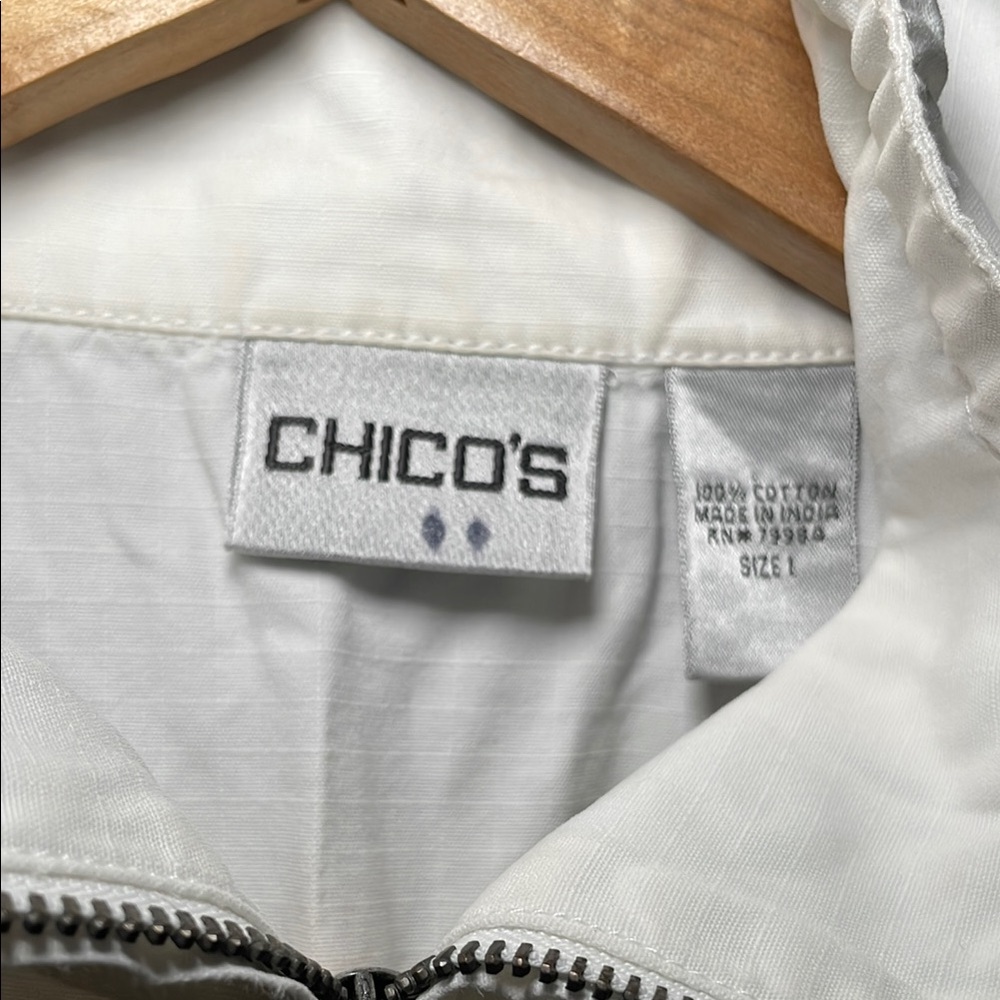 Chico's White Utility Jacket with Structured Silhouette.   E - Picture 2 of 6